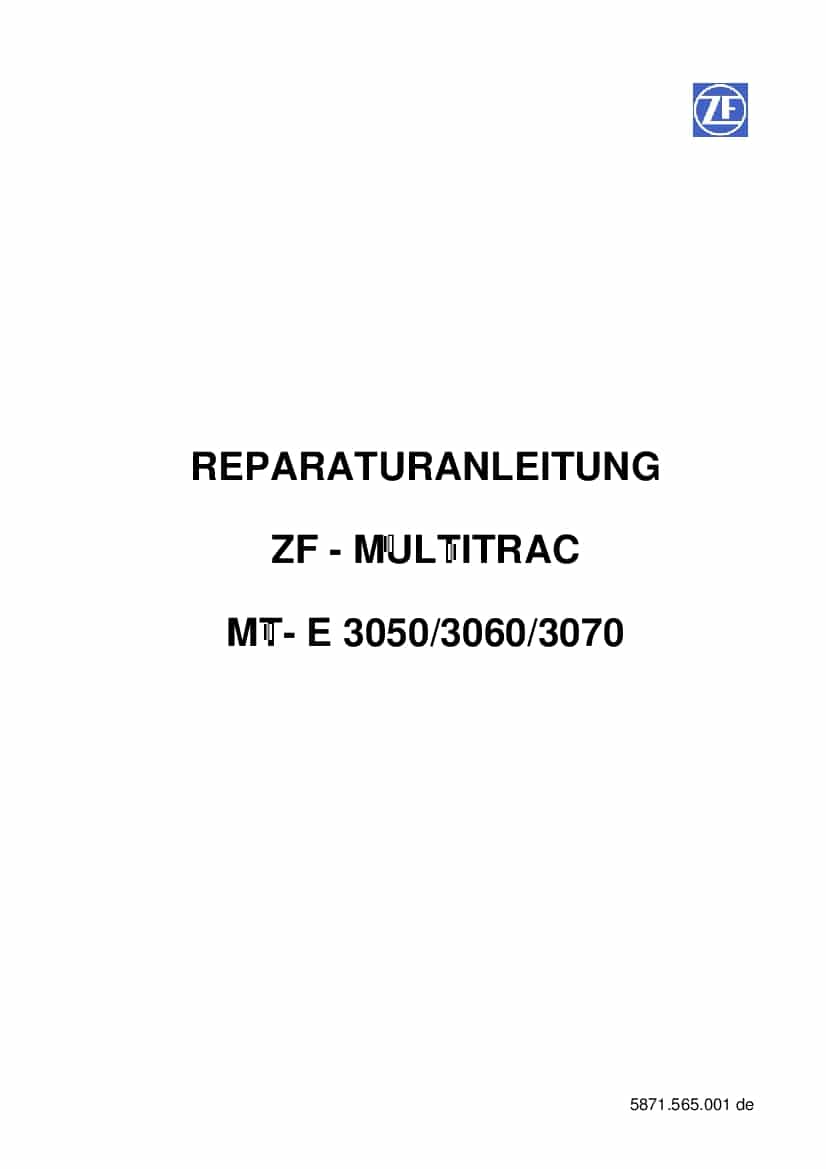 ZF Axle MT-E-3050 3060 3070 DE Workshop Repair Service Manual PDF Download