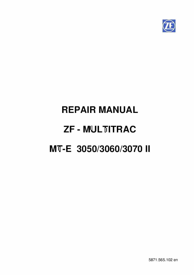 ZF Axle MT-E-3050 3060 3070 Workshop Repair Service Manual PDF Download
