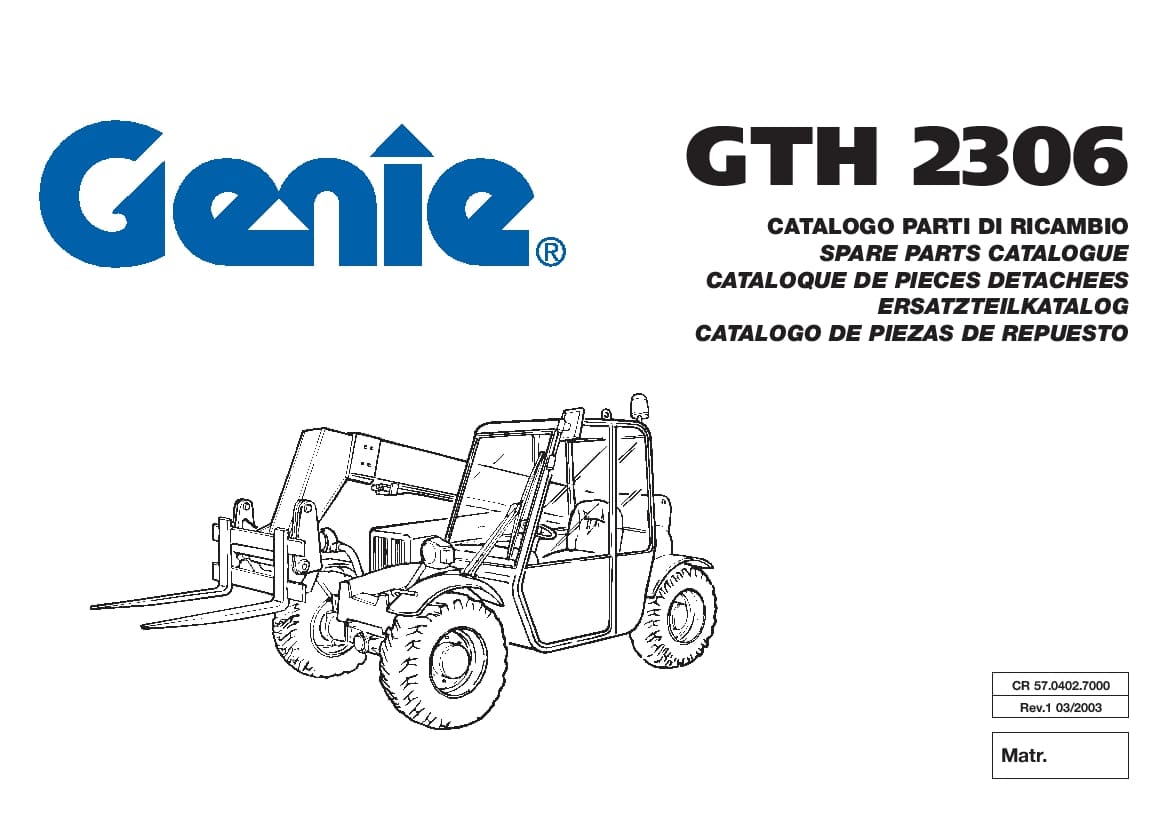 Genie Terex GTH-2306 Parts Manual PDF Download