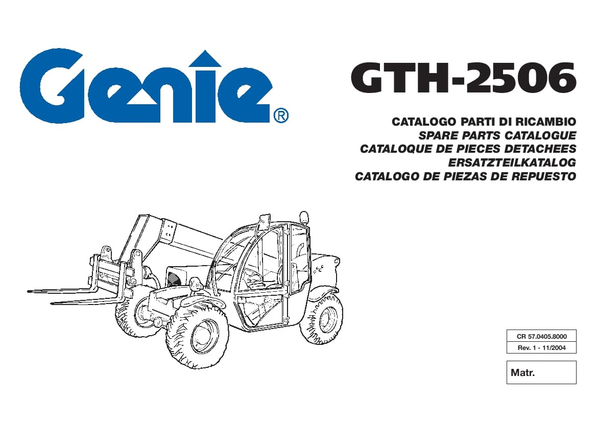 Genie Terex GTH-2506 Parts Manual PDF Download