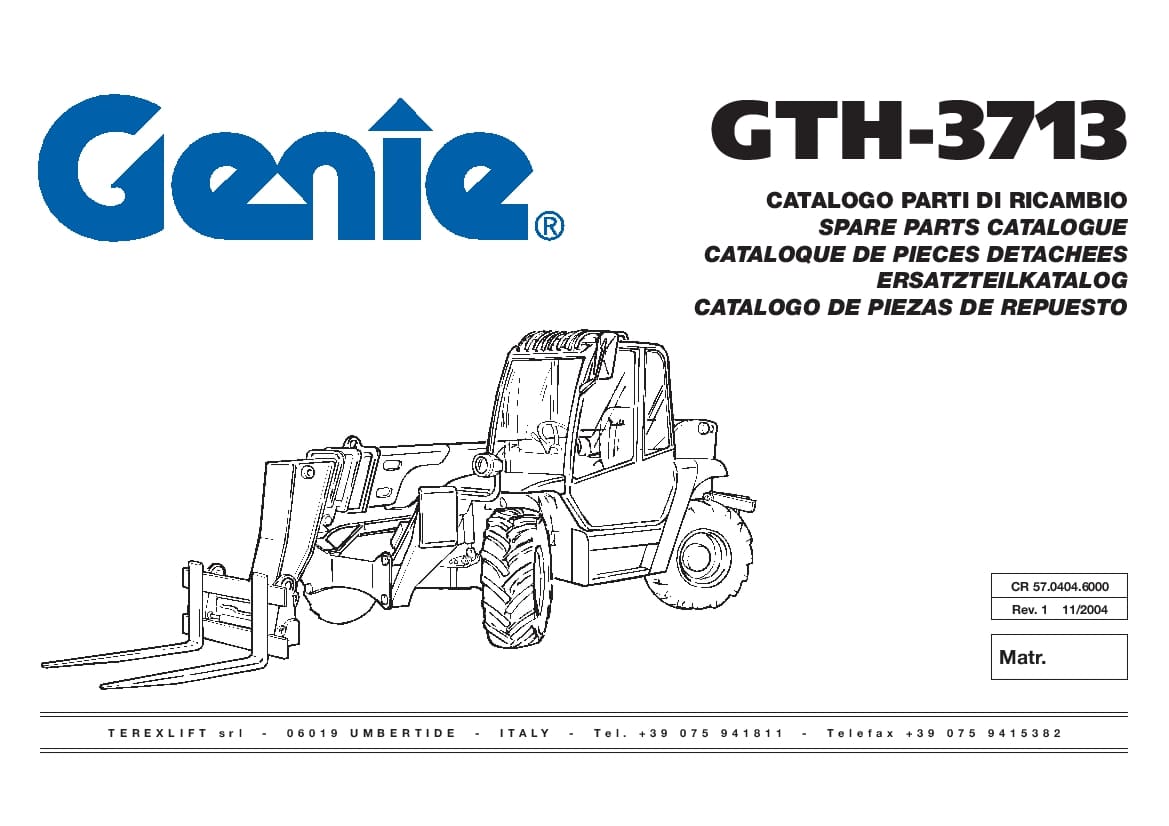 Genie Terex GTH-3713 Parts Manual PDF Download