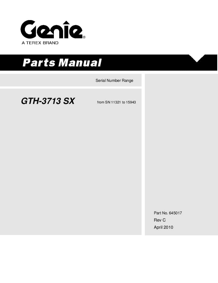 Genie Terex GTH-3713SX from SN 10189 to 18905 Parts Manual PDF Download