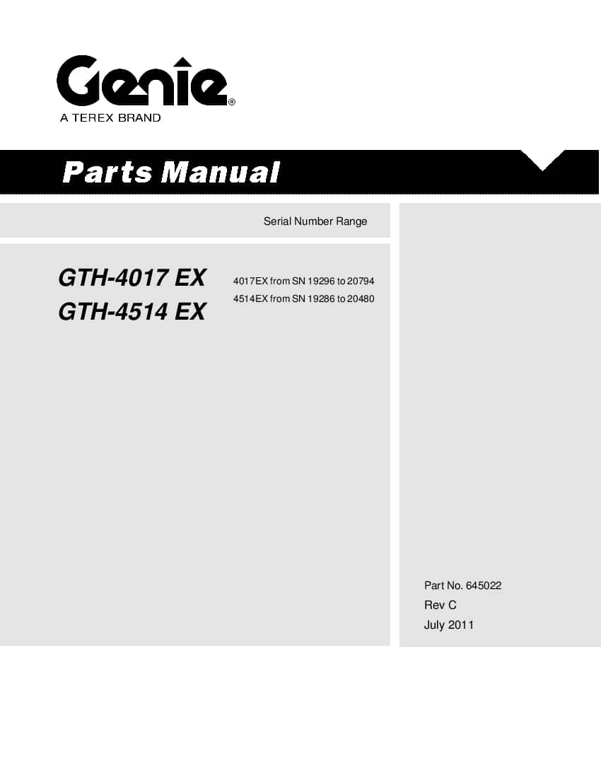 Genie Terex GTH-4514 EX from SN 19296 Parts Manual PDF Download