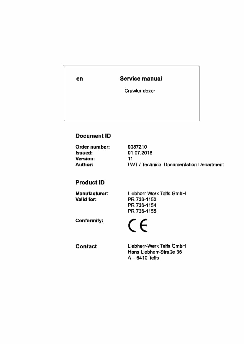 Liebherr PR 736 1153 1154 1155 11149 Crawler dozer Workshop Repair Service Manual PDF Download