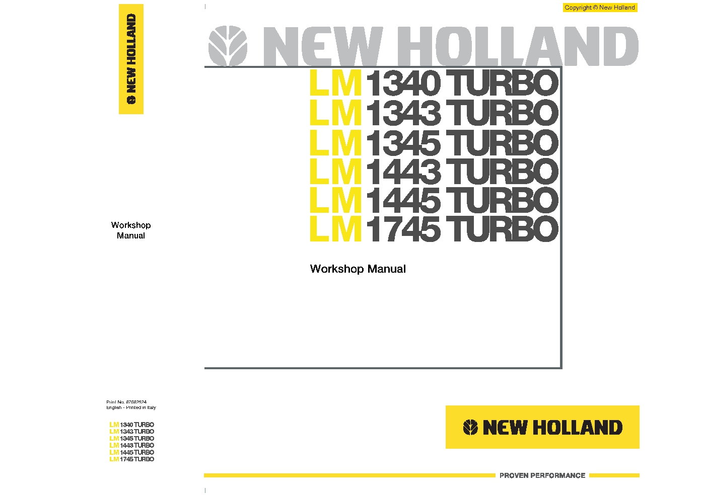 New Holland LM1340 LM1745 Tier3 Teleskopic Handlers Workshop Repair Service Manual PDF Download