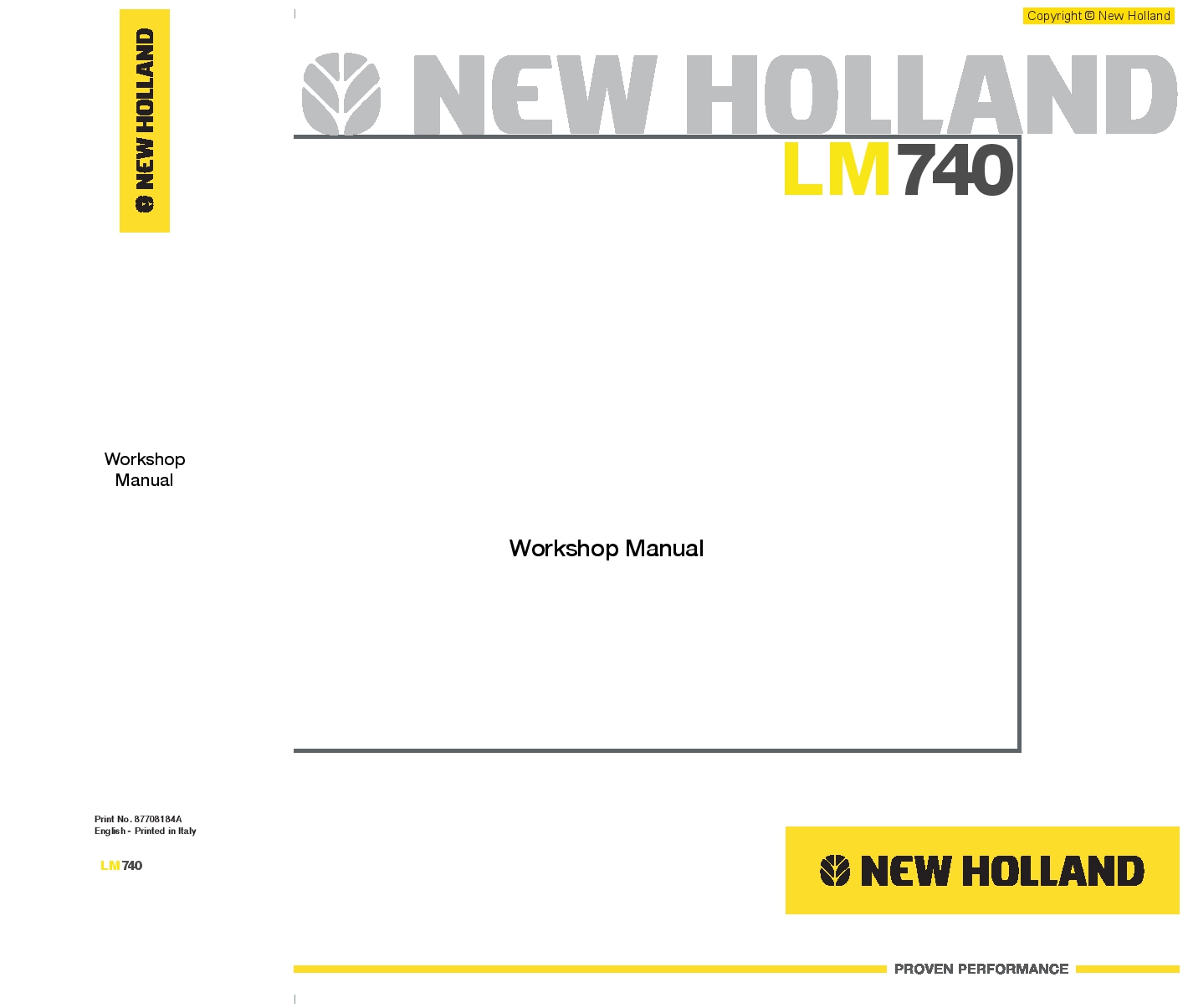 New Holland LM740 Teleskopic Handlers Workshop Repair Service Manual PDF Download