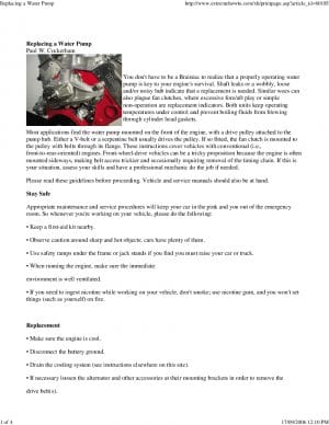 Replacing a Water Pump PDF Download Service Repair Online Manual