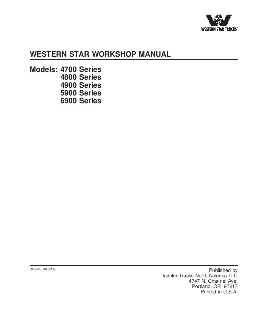Western Star engine 4700 4800 4900 5900 6900 Workshop Repair Service Manual PDF Download