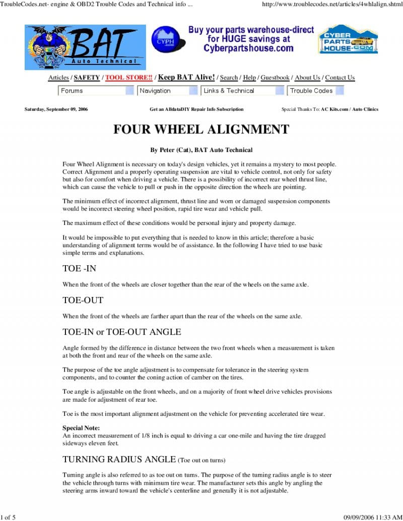 Wheels - Four Wheel Alignment PDF Download | Service Repair Online Manual