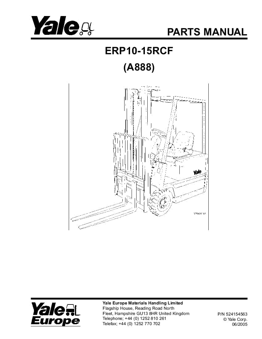 Yale A888 Lift Parts Manual PDF Download