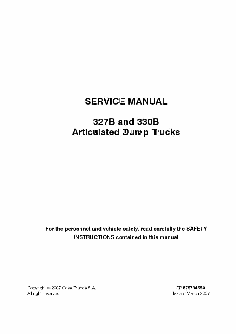Case 327B, 330B Agriculture Truck Workshop Repair Service Manual PDF Download