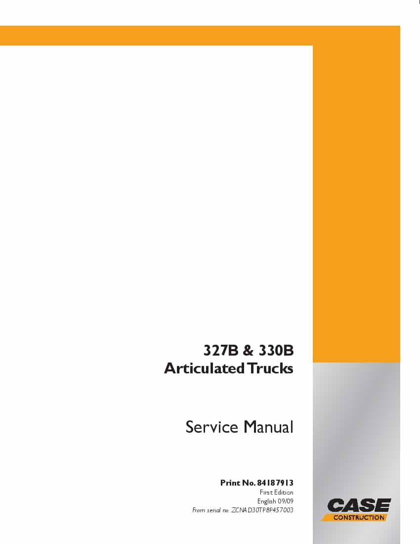 Case 327B, 330B Articulated Trucks Workshop Repair Service Manual PDF Download