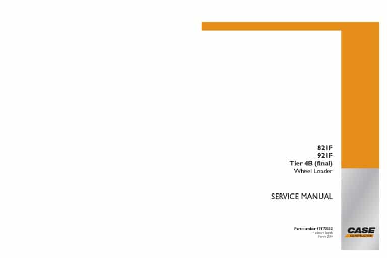 Case 821F, 921F Tier 4B final Wheel Loader Workshop Repair Service Manual PDF Download
