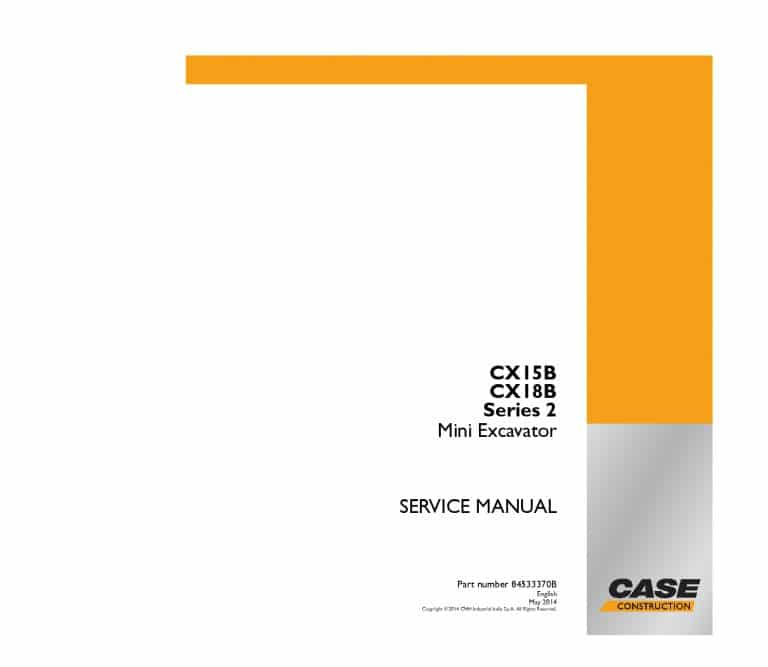 Case CX15B, CX18B Series 2 Mini Excavator Workshop Repair Service Manual PDF Download