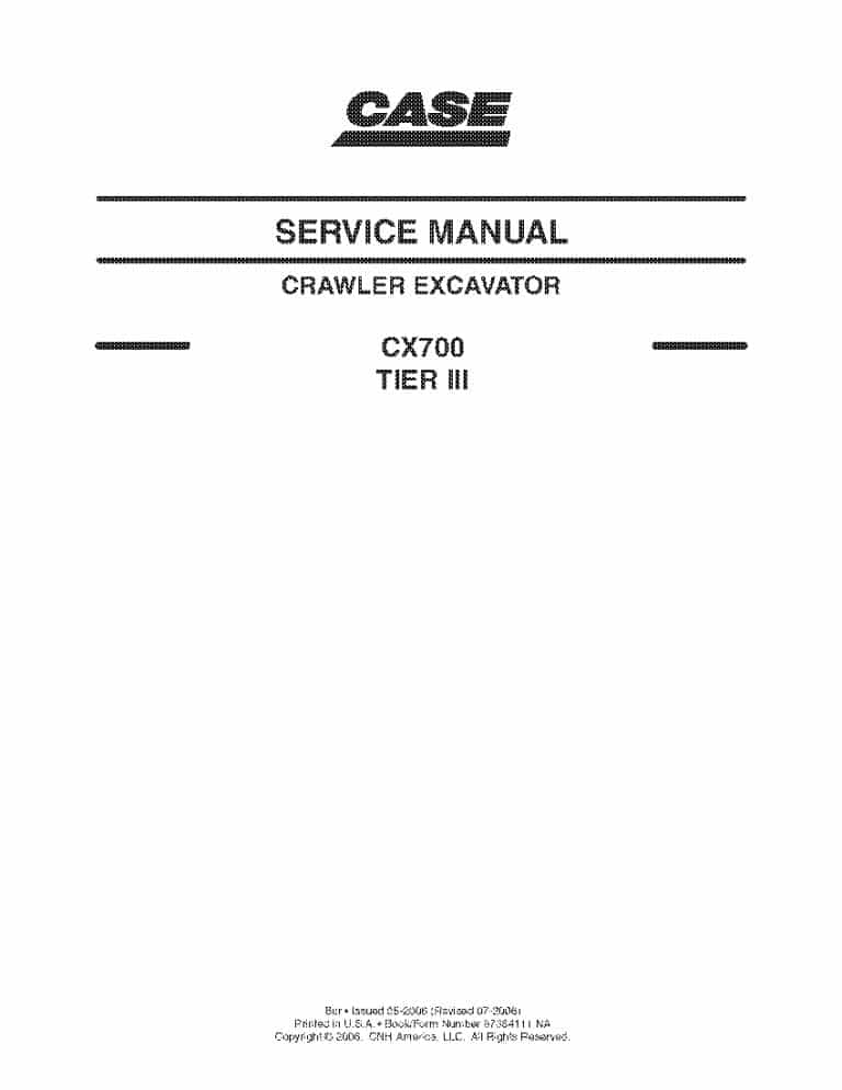 Case CX700 Tier 3 Excavator Workshop Repair Service Manual PDF Download
