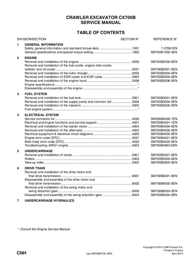 Case CX700B Crawler Excavators Workshop Repair Service Manual PDF Download