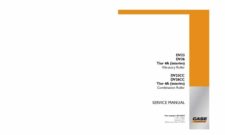 Case DV23, DV26 Vibratory Roller, DV23CC, DV26CC Combination Roller Tier 4A interim Workshop Repair Service Manual PDF Download