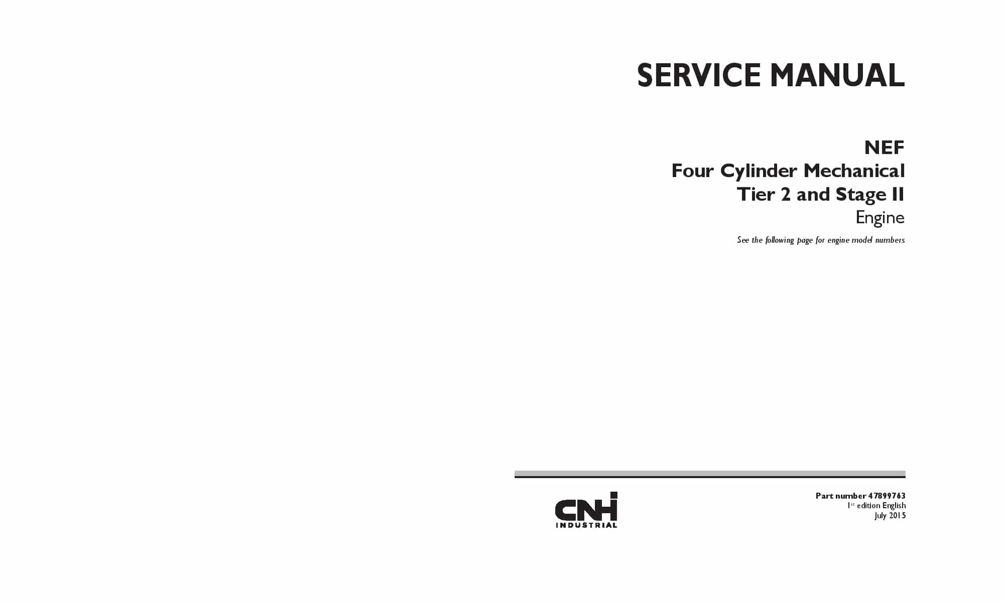 Case F4GE0404 F4GE0454 NEF Four cylinder mechanical Tier 2 and Stage II engine Workshop Repair Service Manual PDF Download