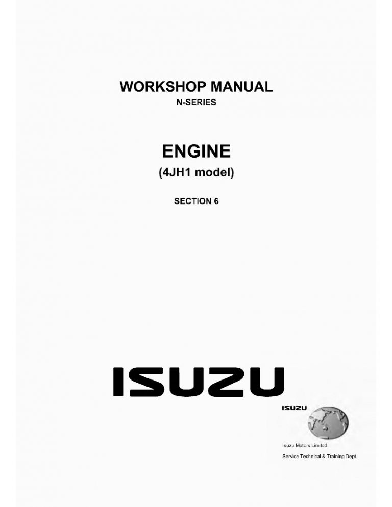 Engine 4HJ1 N-Series for Isuzu Engine 4JH1 Model Workshop Repair Service Manual PDF Download