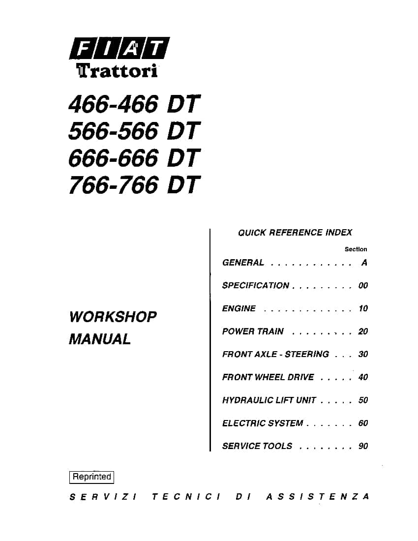 Fiat 66 Series 466 466DT 566 566DT 666 Tractor Workshop Repair Service Manual PDF Download