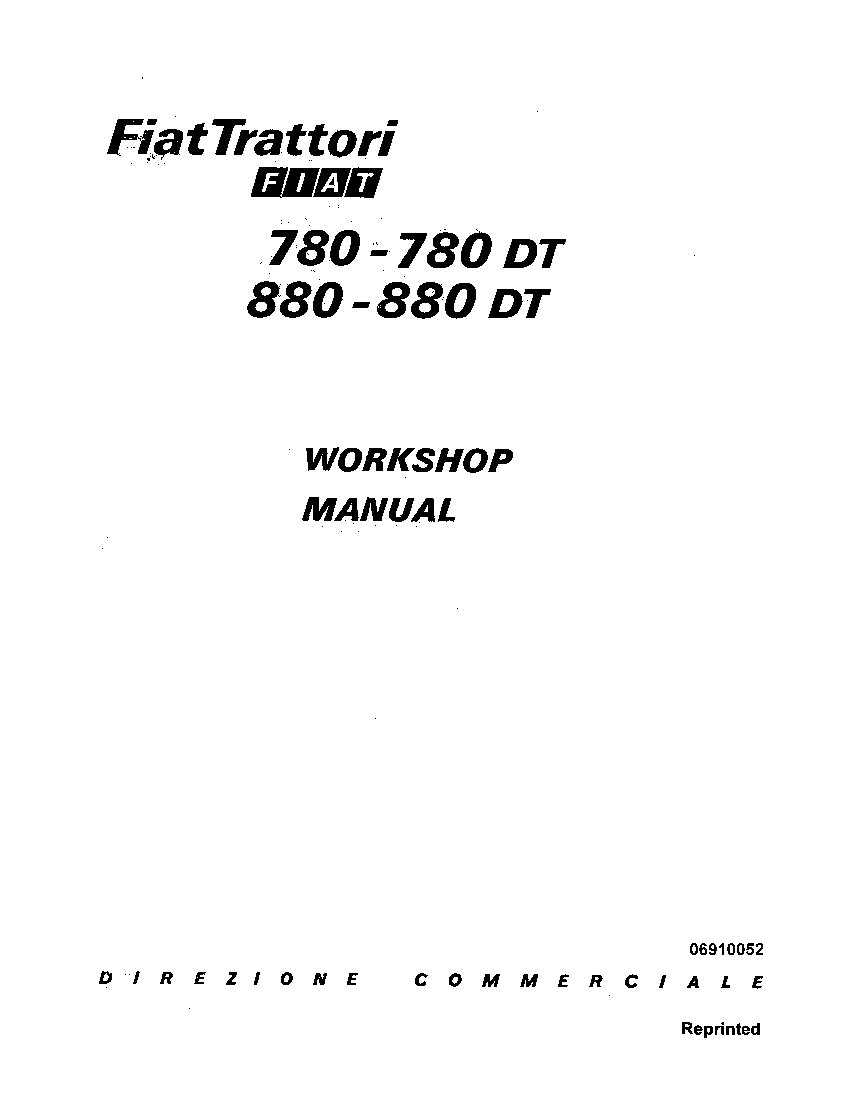 Fiat 780 880 Tractors Workshop Repair Service Manual PDF Download