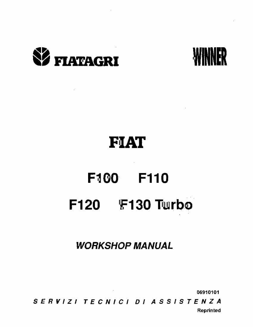 Fiat F100 F110 F120 F130 Winner F Series tractor Workshop Repair Service Manual PDF Download