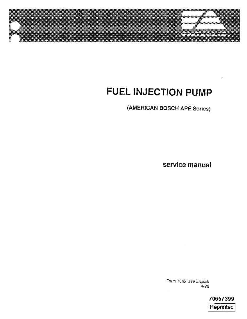 Fiat allis Fuel injection pump APE series Workshop Repair Service Manual PDF Download