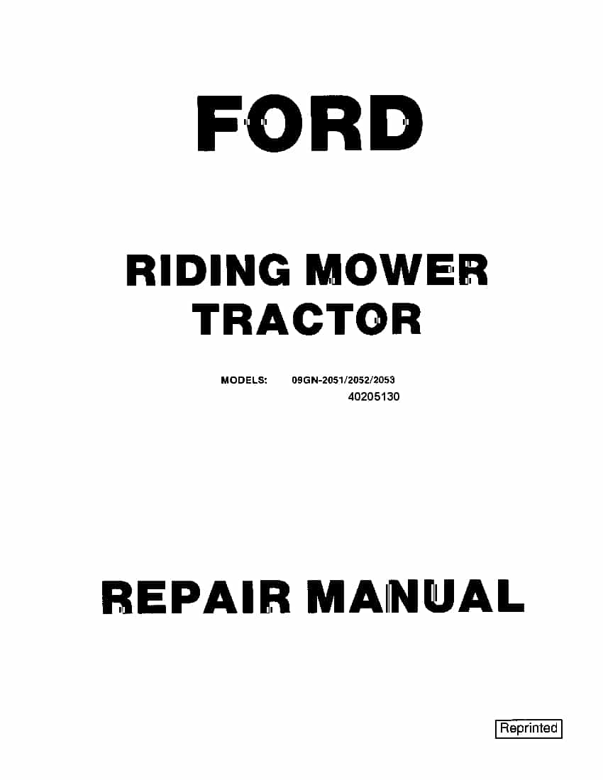 Ford Riding Mower Tractor 09GN-2051 2052 2053 Workshop Repair Service Manual PDF Download