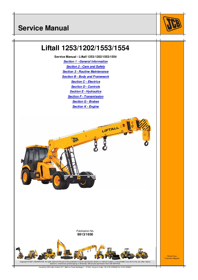 JCB 1253 1202 1553 1554 Liftall Workshop Repair Service Manual PDF Download