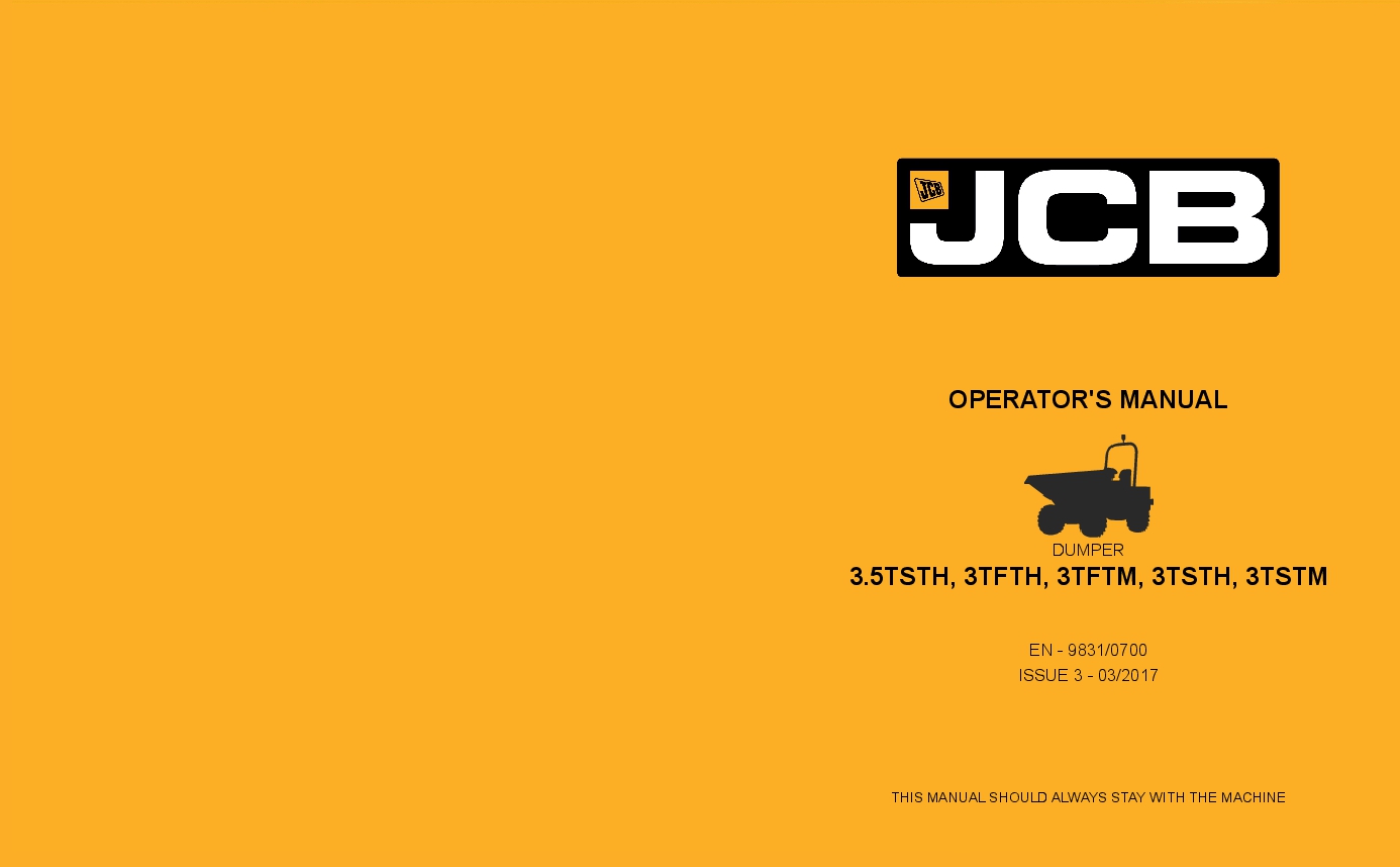 JCB 3.5TSTH, 3TFTH, 3TFTM, 3TSTH, 3TSTM Operation and Maintenance Manual PDF download