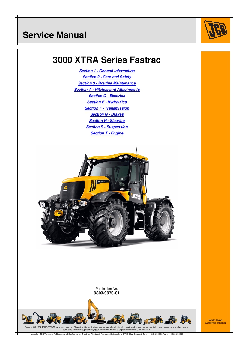 JCB 3200 3230 3000 XTRA Series Fastrac Workshop Repair Service Manual PDF Download