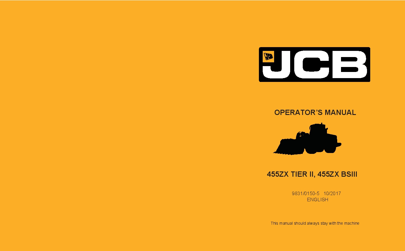 JCB 455ZX TIER II, 455ZX BSIII Operation and Maintenance Manual PDF download