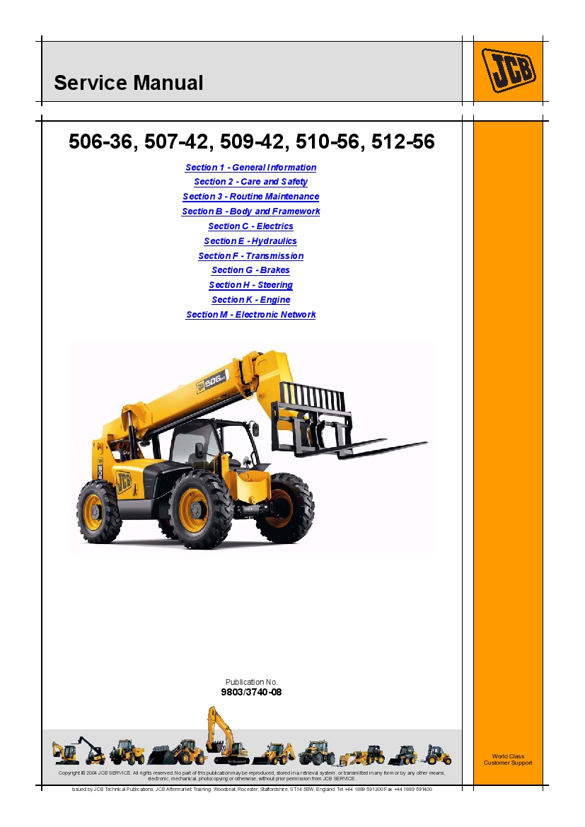 JCB 506-36, 507-42, 509-42, 510-56, 512-56 Loadalls Workshop Repair Service Manual PDF Download