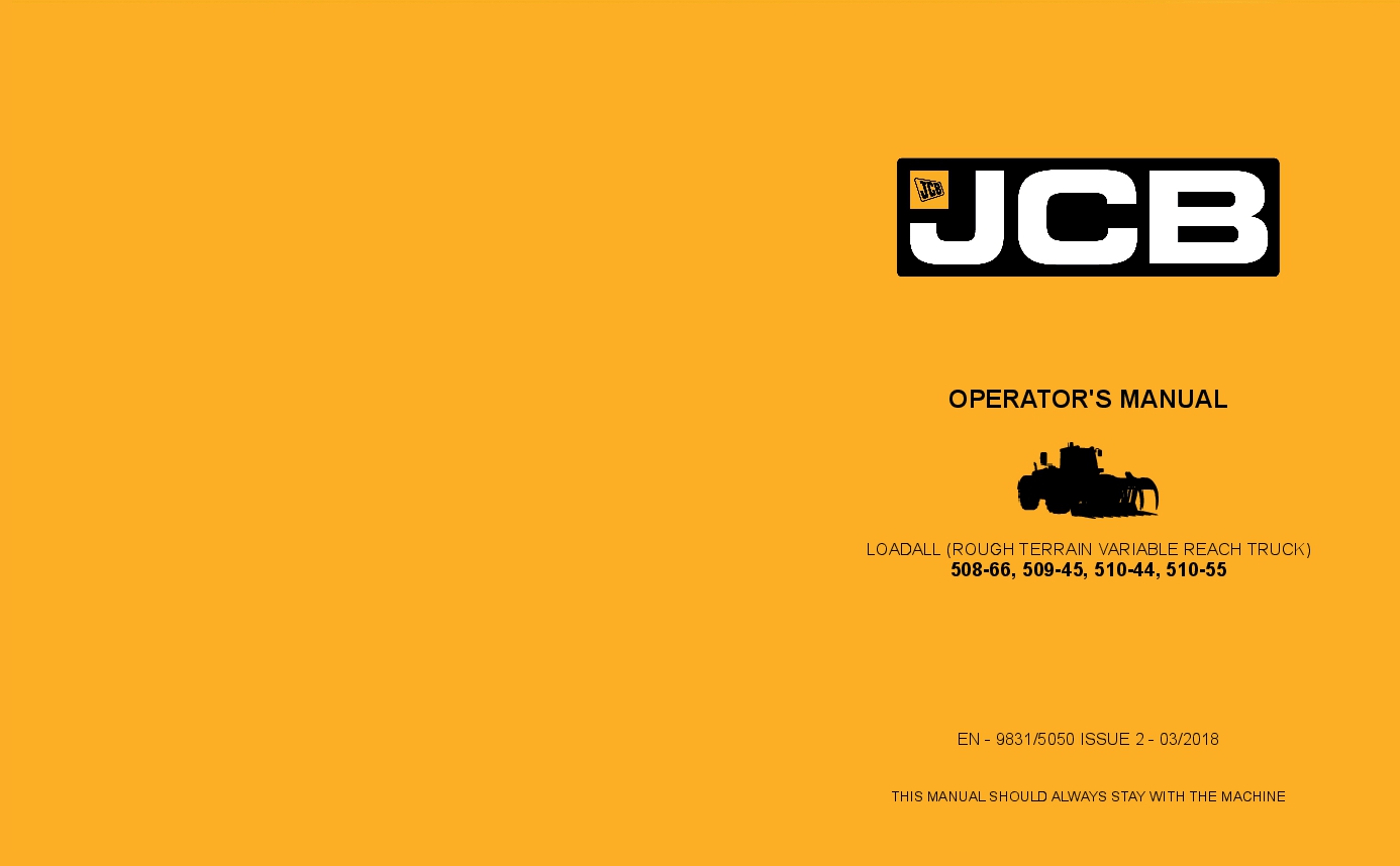JCB 508-66, 509-45, 510-44, 510-55 T4F Operation and Maintenance Manual PDF download