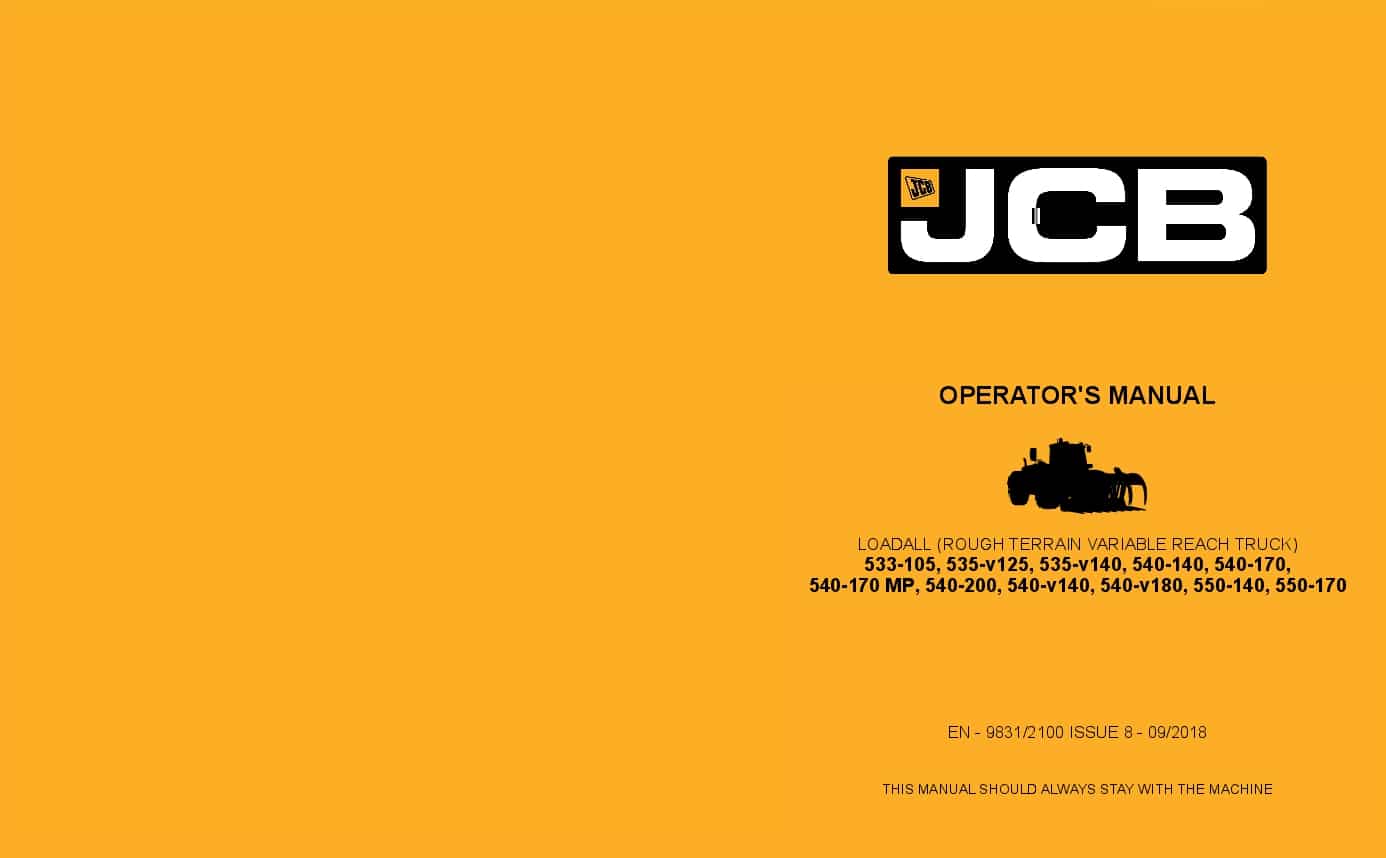 JCB 533-105, 535-v125, 535-v140, 540-140, 540-170, 540-200, 540-v180, 550-140, 550-170 T4F SM DM SL SJ DJ Operation and Maintenance Manual PDF download