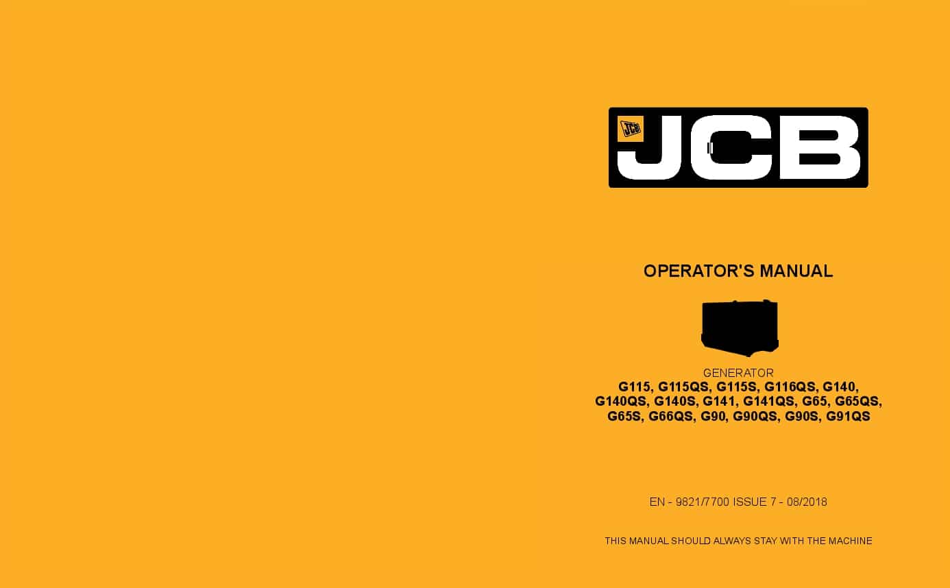 JCB G65QS, G90QS, G115QS, G130QS Operation and Maintenance Manual PDF download