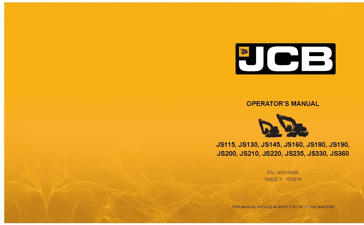 JCB JS115, 130, 145, 160, 180, 190, 200, 210, 220, 235 JS330 360 Operation and Maintenance Manual PDF download