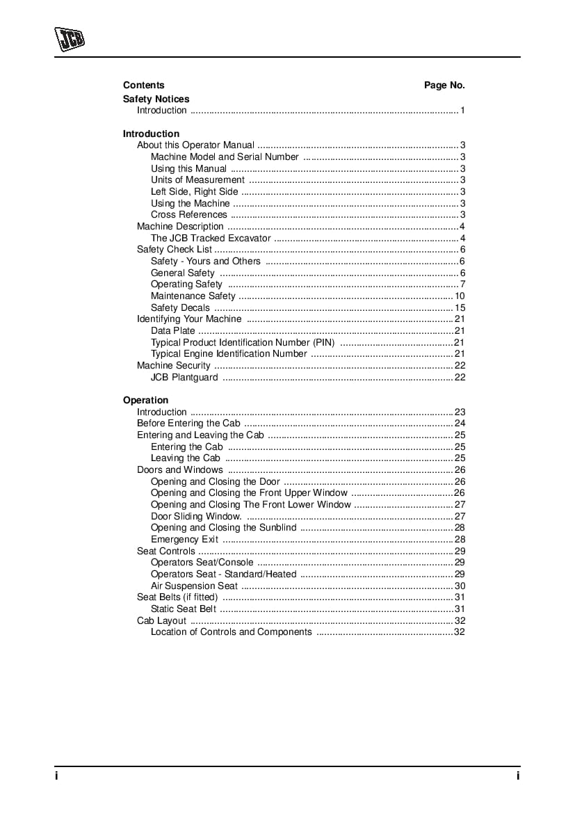 JCB JS115 130 145 160 190 220 235 240 260 Excavator Operation and Maintenance Manual PDF download