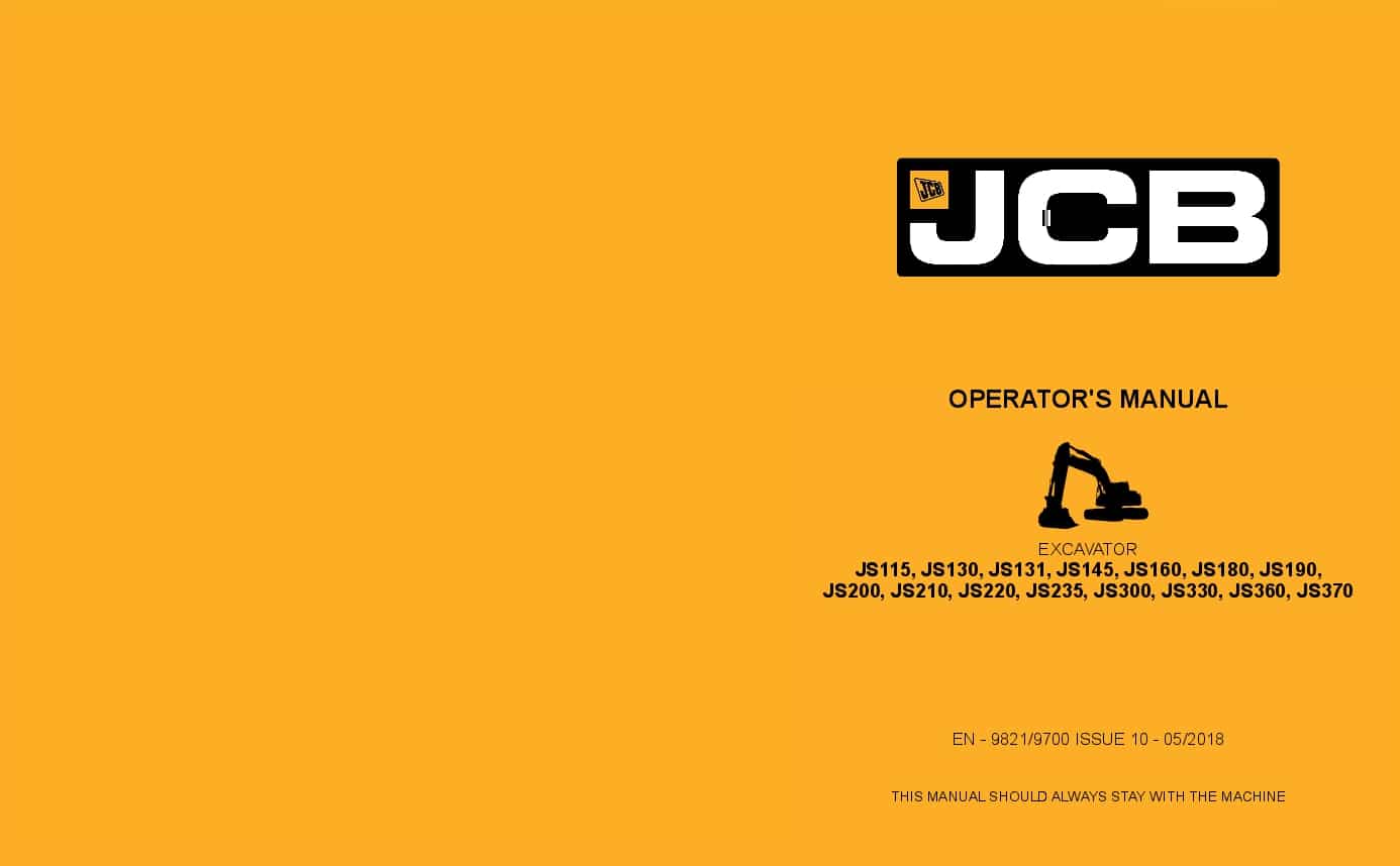 JCB JS115, JS130, 131, JS145, JS160, JS180, JS190, JS200, JS210, JS220, JS235, JS330, JS360 Operation and Maintenance Manual PDF download