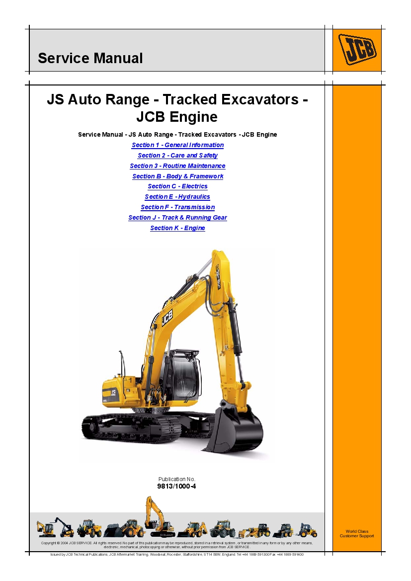 JCB JS115 JS130 JS145 JS160 JS180 JS200 JS210 JS220 JS230 Excavator Workshop Repair Service Manual PDF Download