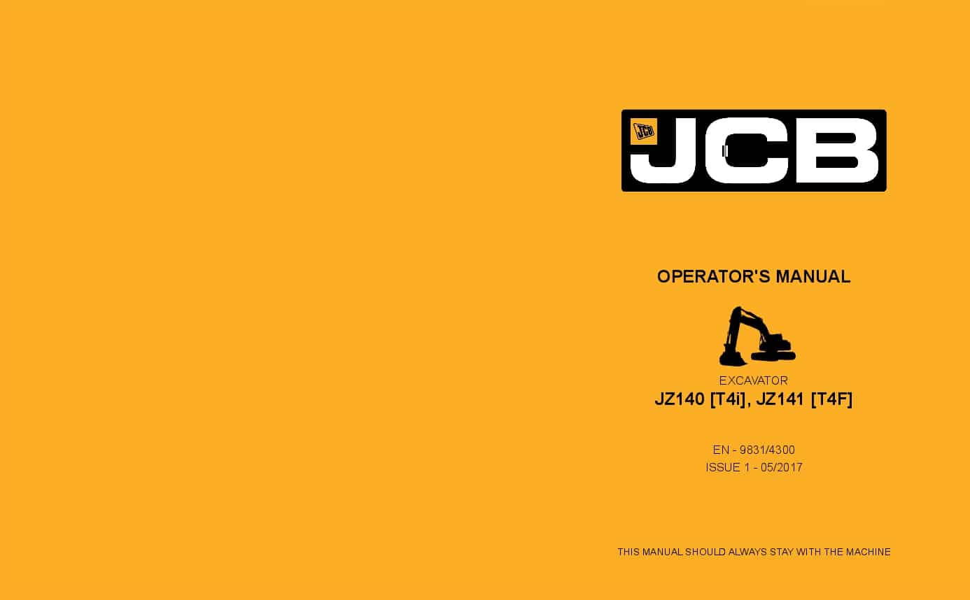 JCB JZ140 T4i JZ141 T4F Operation and Maintenance Manual PDF download