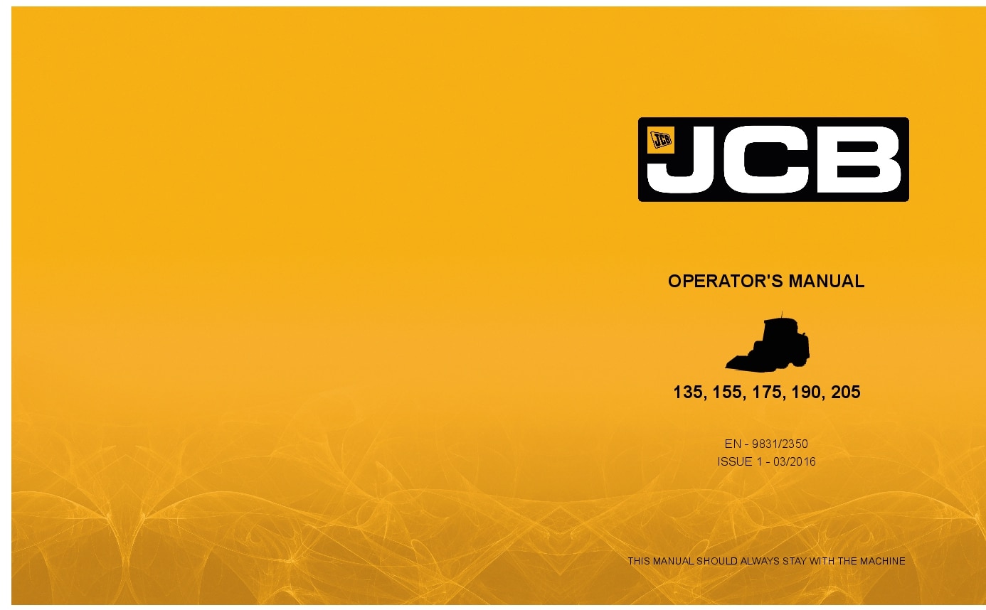 JCB Skidsteer 135, 155, 175, 190, 205 Operation and Maintenance Manual PDF download