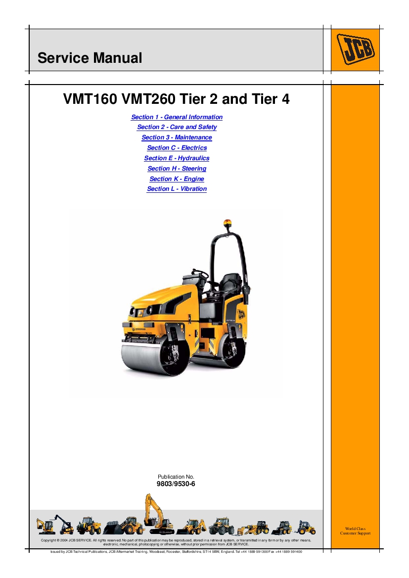 JCB VMT160-90 VMT260-100 VMT260-120 Vibromax Vibratory Tandem Roller Workshop Repair Service Manual PDF Download