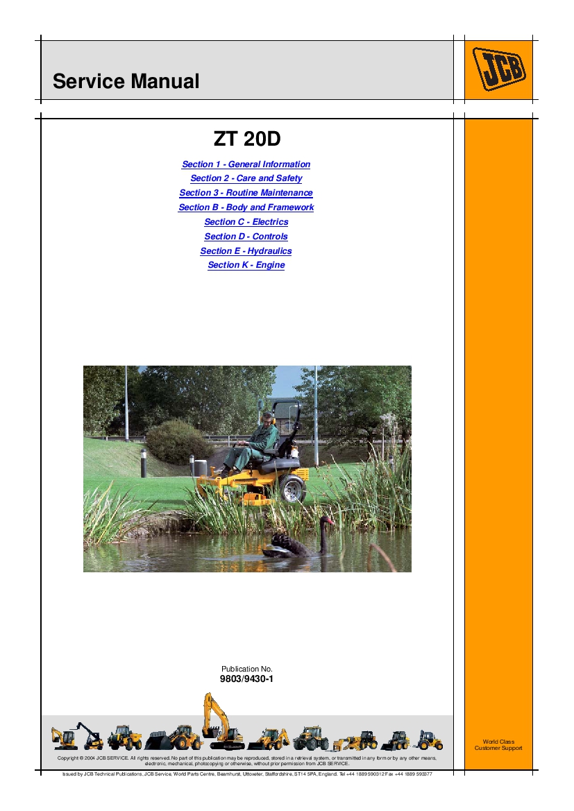 JCB ZT 20D Mower Workshop Repair Service Manual PDF Download