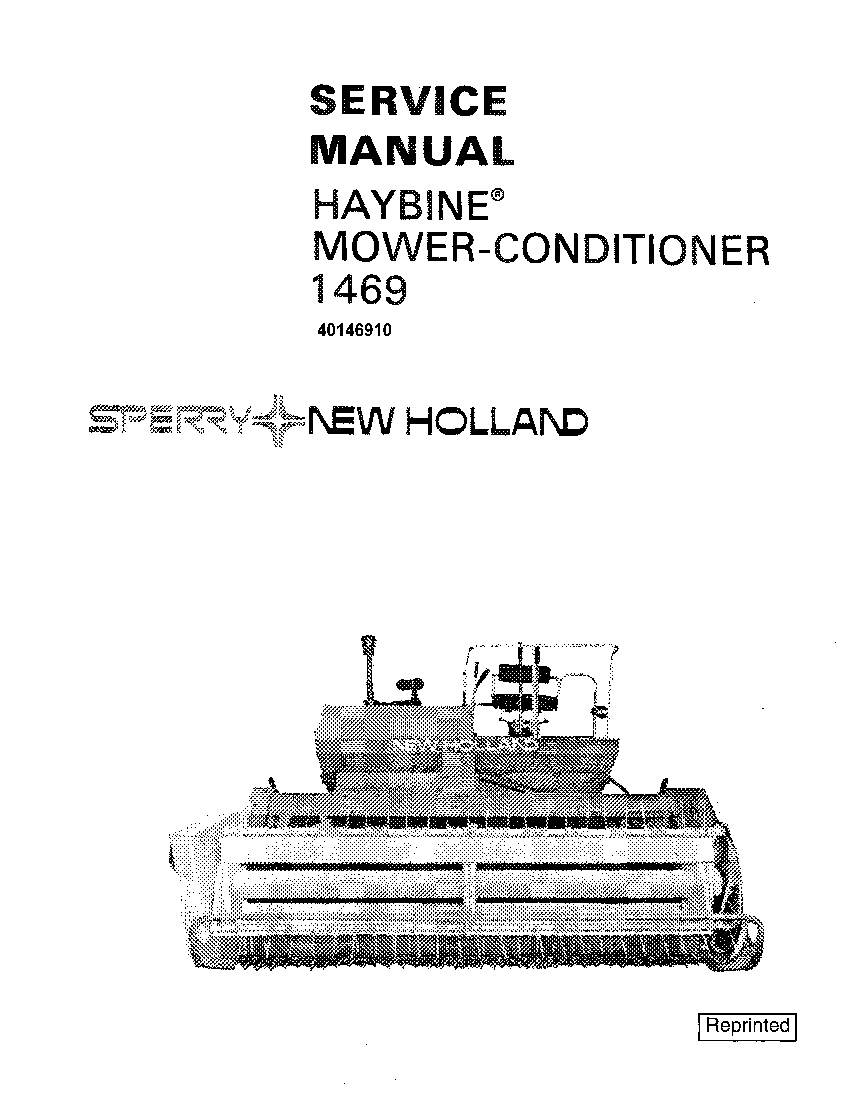 New Holland 1469 Mower conditioner Haybine Workshop Repair Service Manual PDF Download