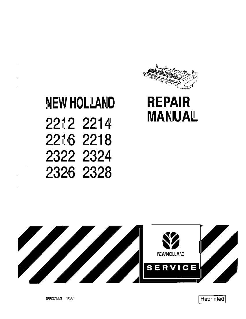 New Holland 2212 2214 2216 2218 2322 2324 2326 2328 Headers Workshop Repair Service Manual PDF Download