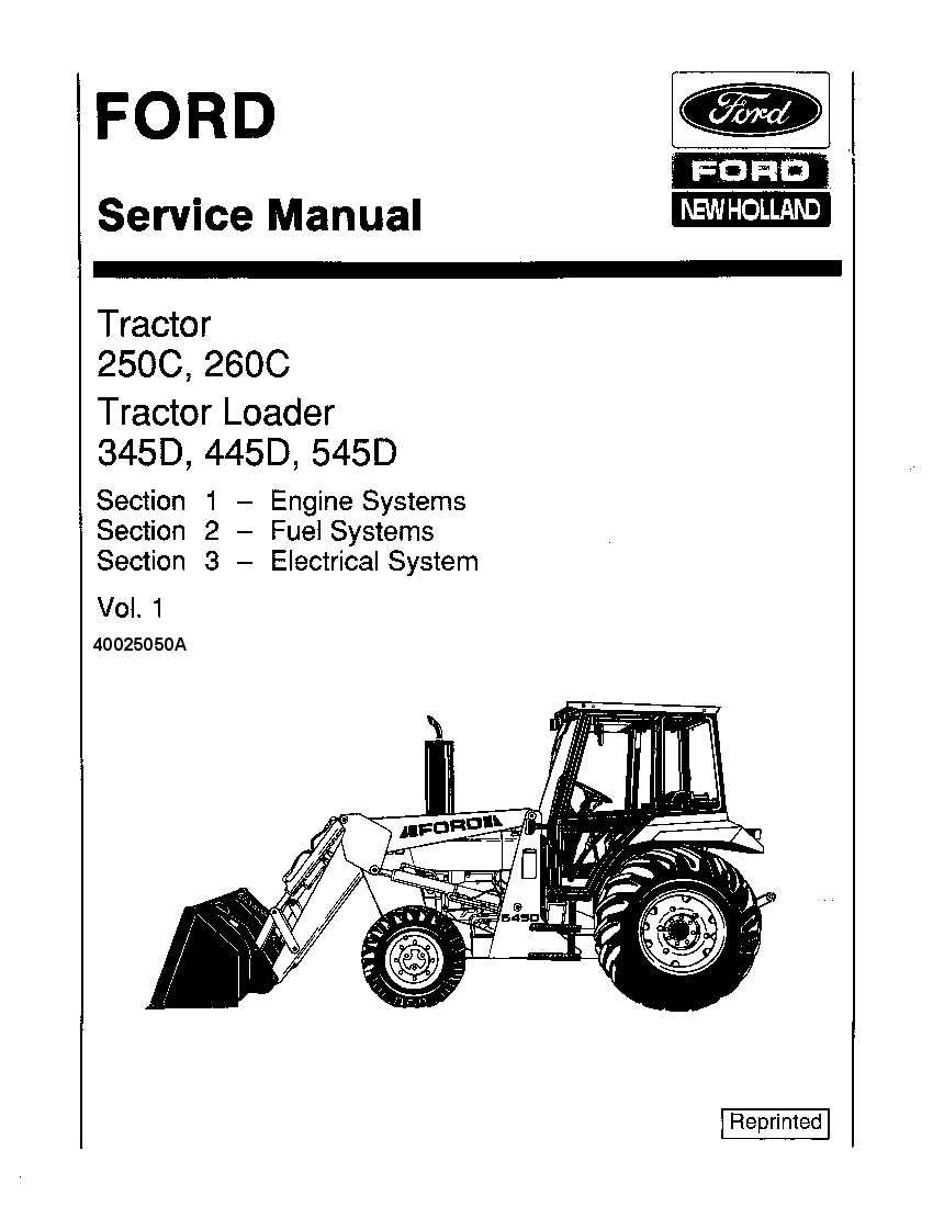 New Holland 250C 260C 345D 445D 545D Loader Workshop Repair Service Manual PDF Download
