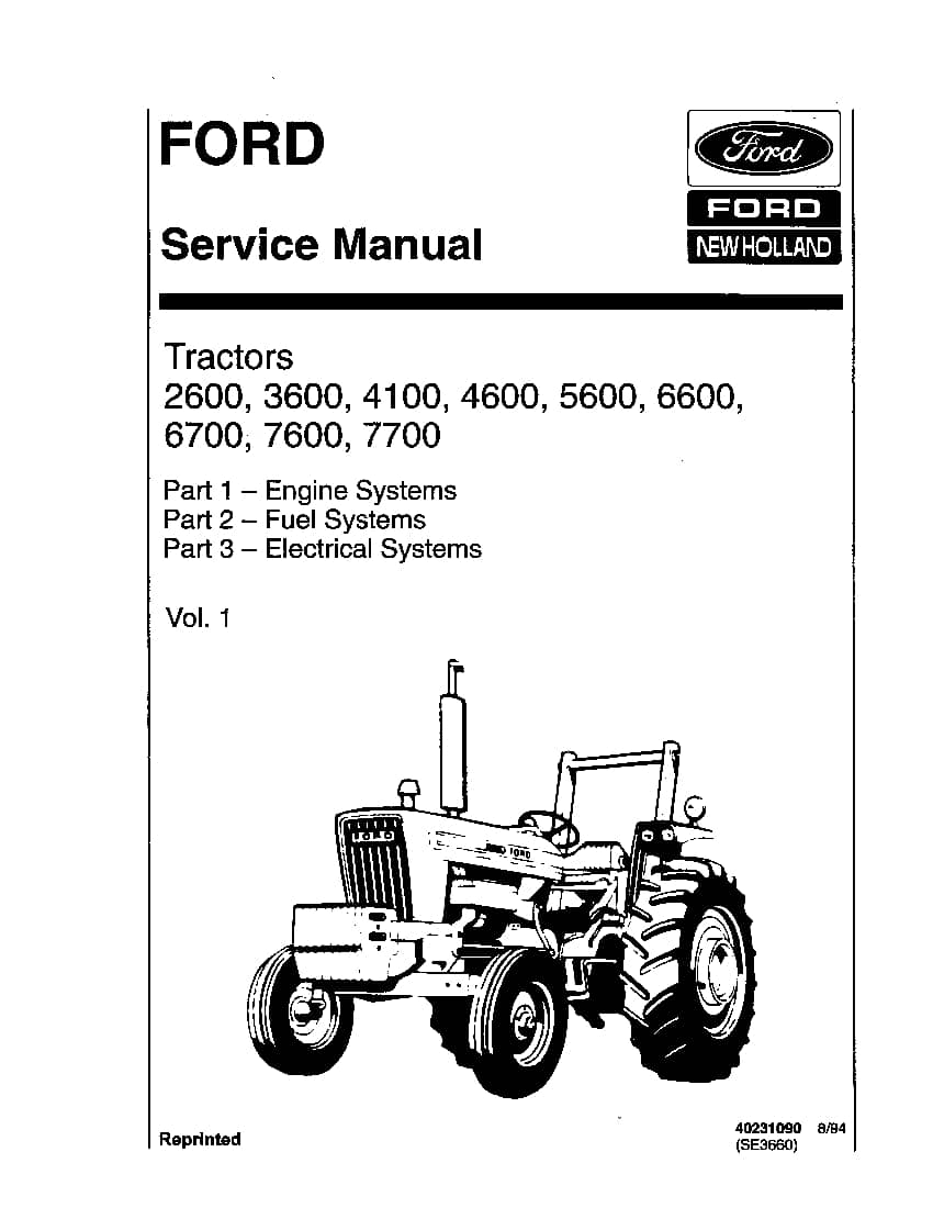 New Holland 2600, 3600, 4100, 4600, 5600, 5900, 6600, 6700, 7600, 7700 Tractors complete Workshop Repair Service Manual PDF Download