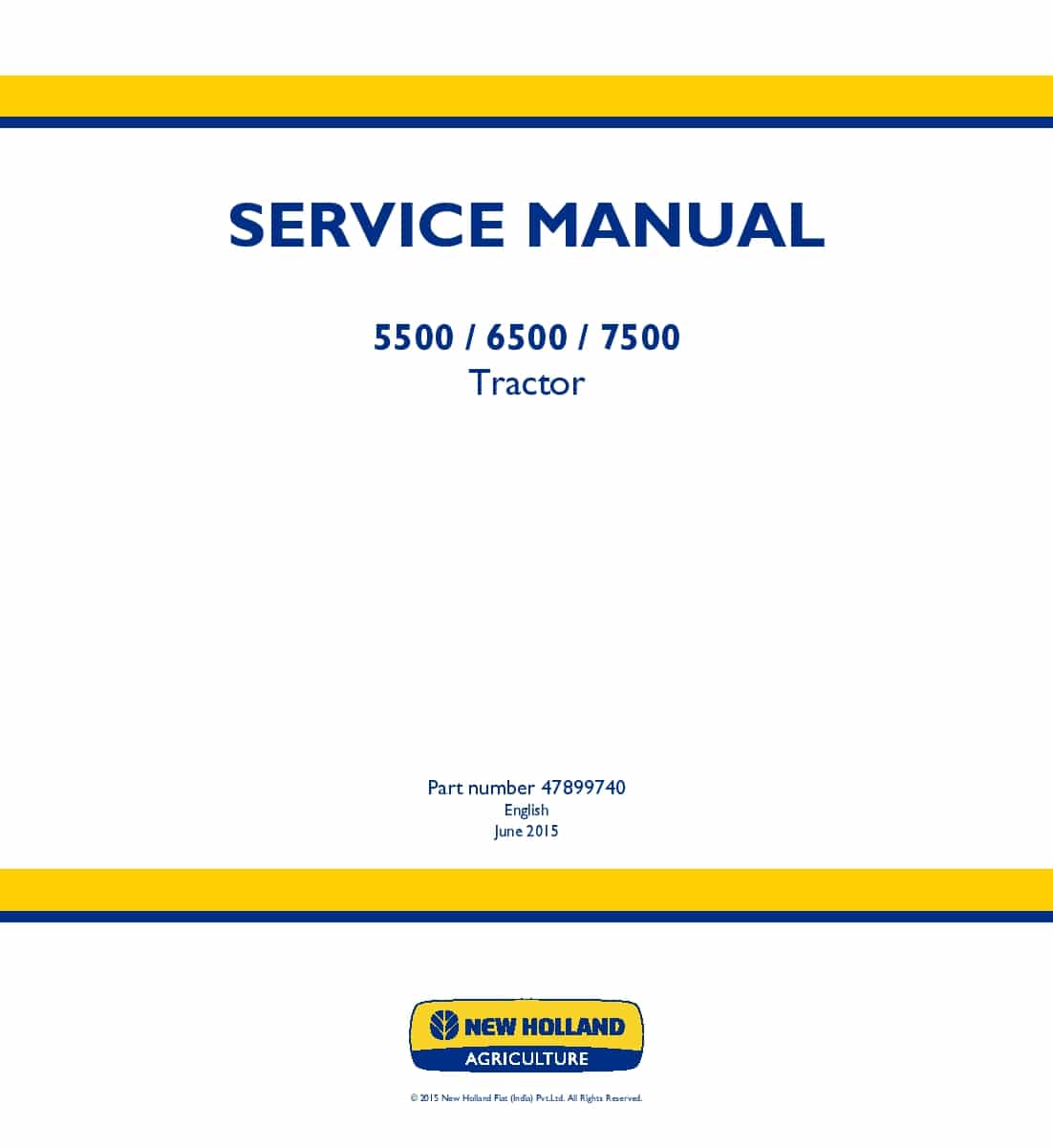 New Holland 5500, 6500, 7500 Tractor Workshop Repair Service Manual PDF ...