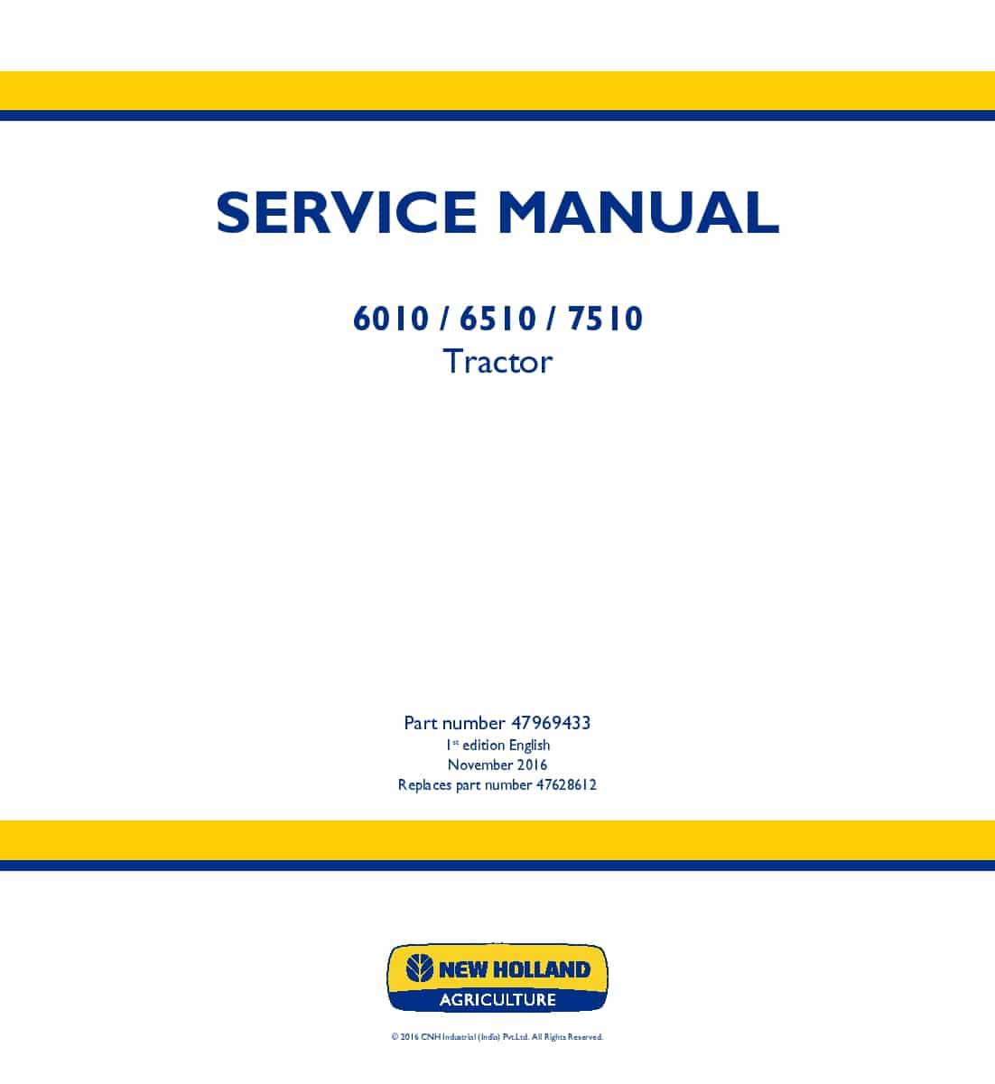 New Holland 6010 6510 7510 Tractor Workshop Repair Service Manual PDF Download